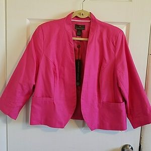 cropped pink rose colored tweed jacket XL
